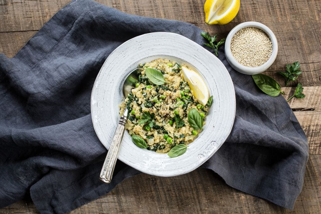 Vegan Quinoa Risotto with Kale & Peas