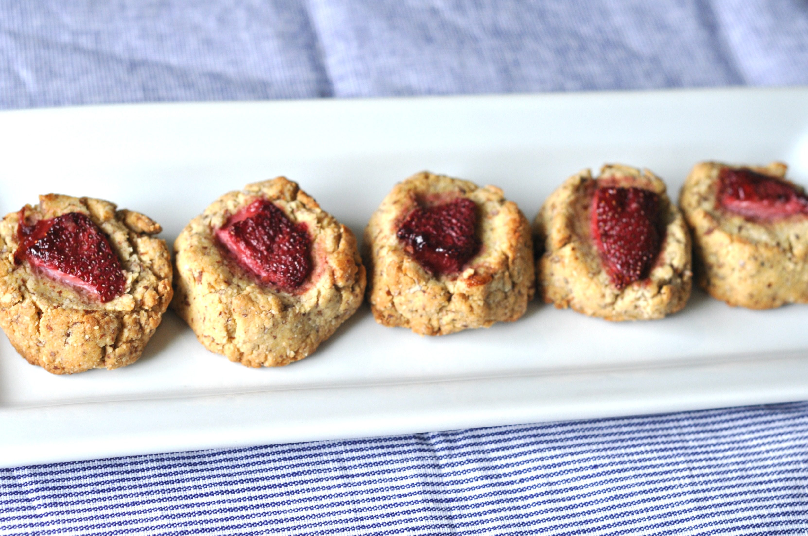 Quinoa Almond Thumbprint Cookies with Strawberries