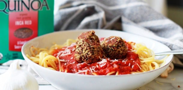 Vegan Quinoa Meatballs with Gluten-Free Spaghetti