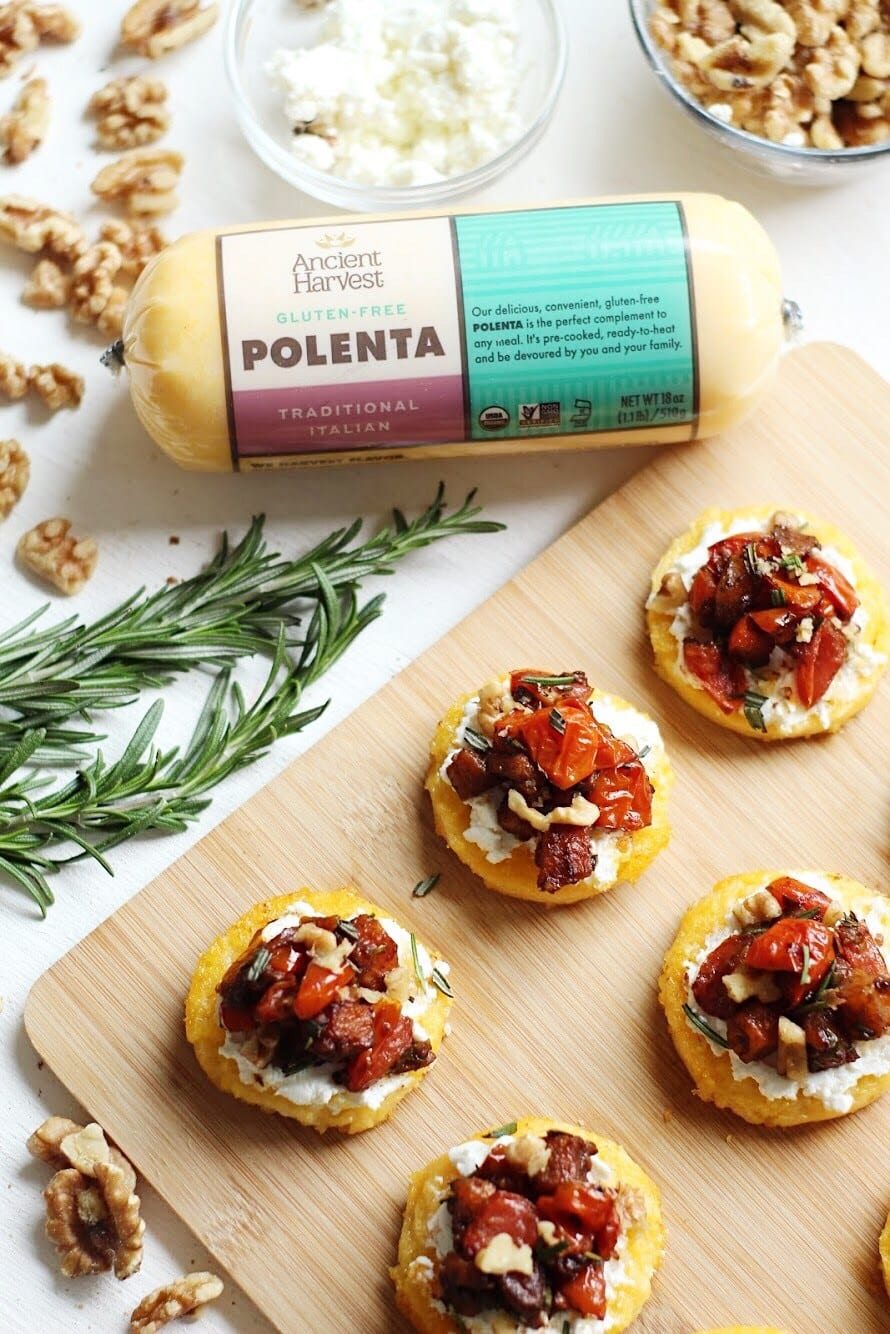 Baked Polenta Bites with Butternut Squash Bruschetta - Ancient Harvest