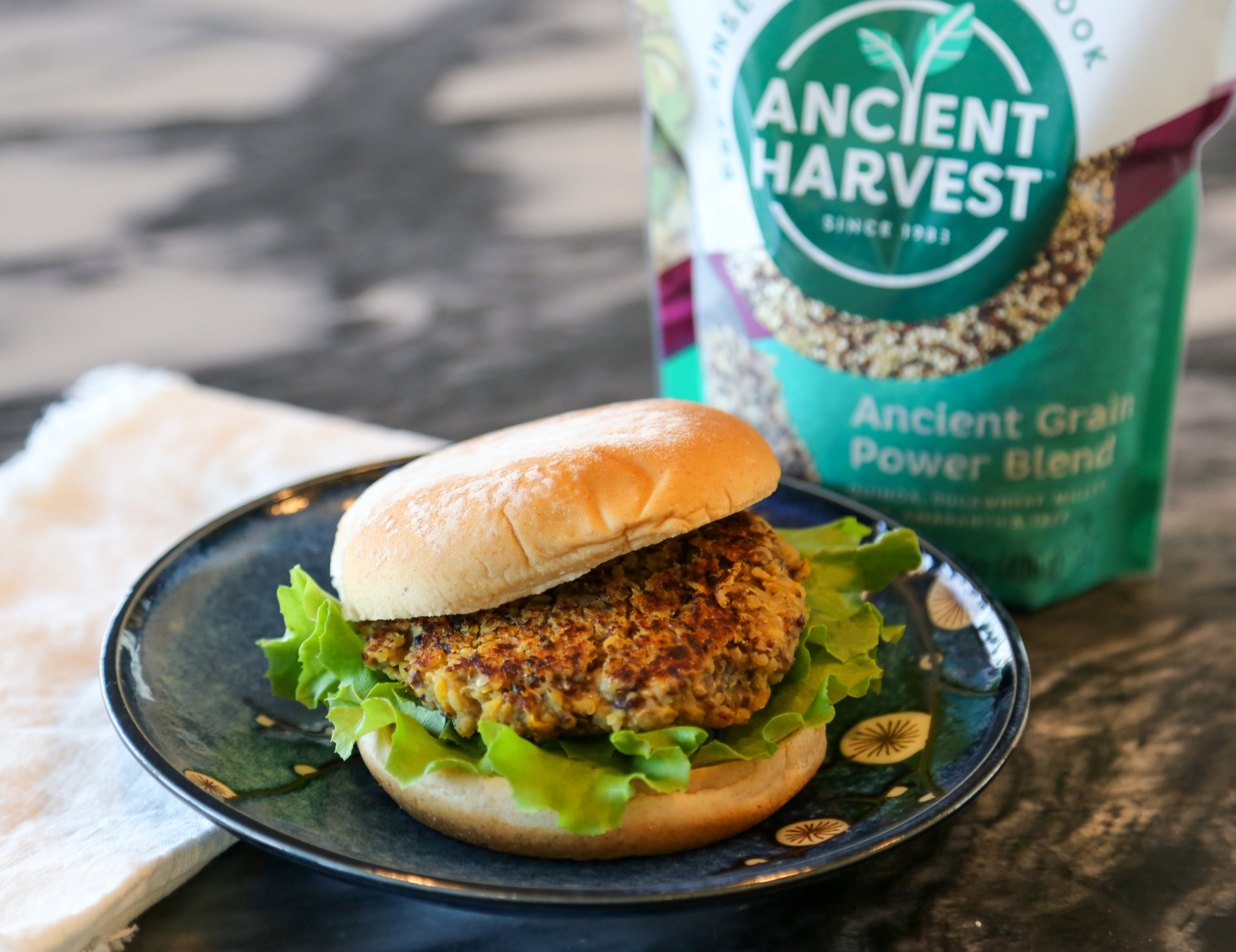 Black Bean Burger with Ancient Grain Power Blend - Ancient Harvest