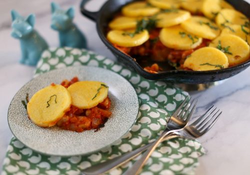 Polenta and Cannellini beans in Tomato Sauce